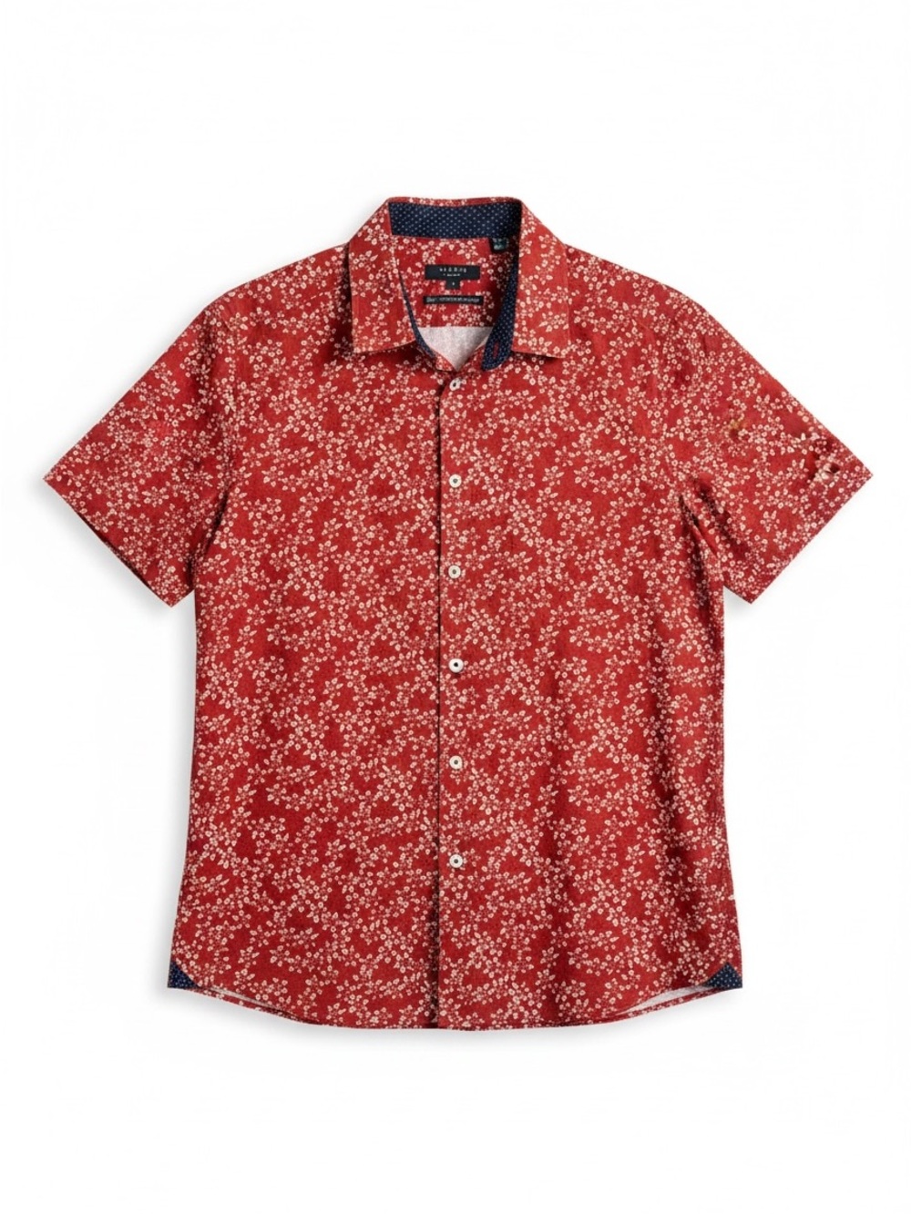 Ted Baker London Red Pierres Floral Shortsleeve Button-Up Shirt Men’s 4